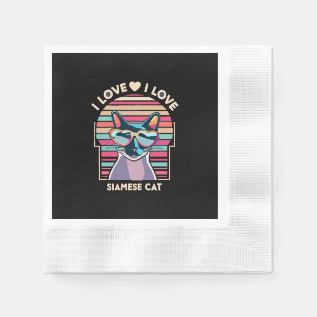Guardanapo De Papel Eu amo gato siamês (Frente)