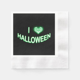 Guardanapo De Papel Eu Amo Halloween (Bastty Love Heart) Verde Branco
