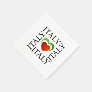 Guardanapo De Papel Eu amo Italia com cores italianas da bandeira
