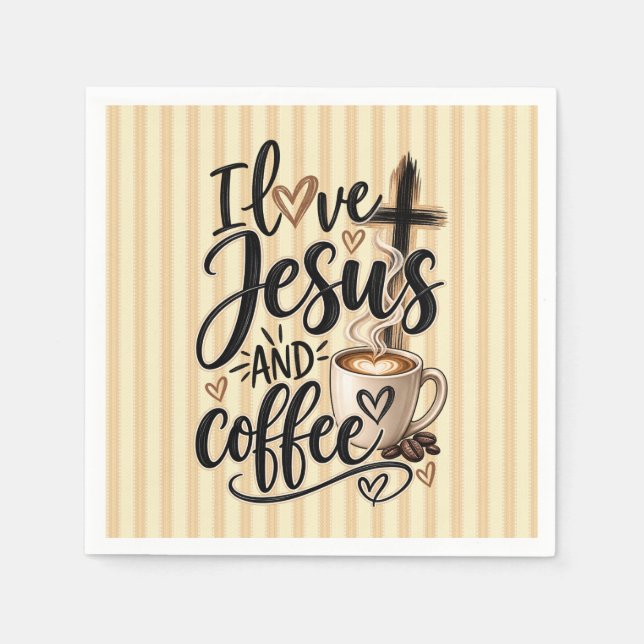 Guardanapo De Papel Eu amo Jesus e café (Frente)