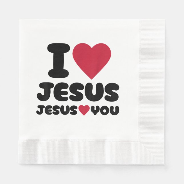 Guardanapo De Papel Eu amo Jesus e Jesus te ama cristão (Frente)