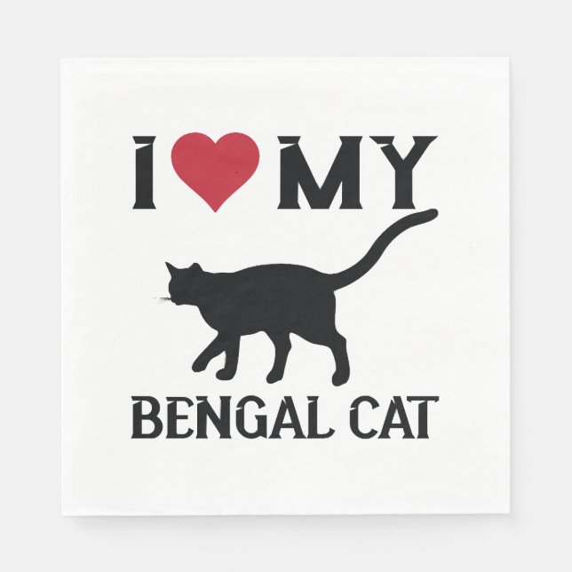 Guardanapo De Papel Eu Amo Meu Gato Bengal (Frente)