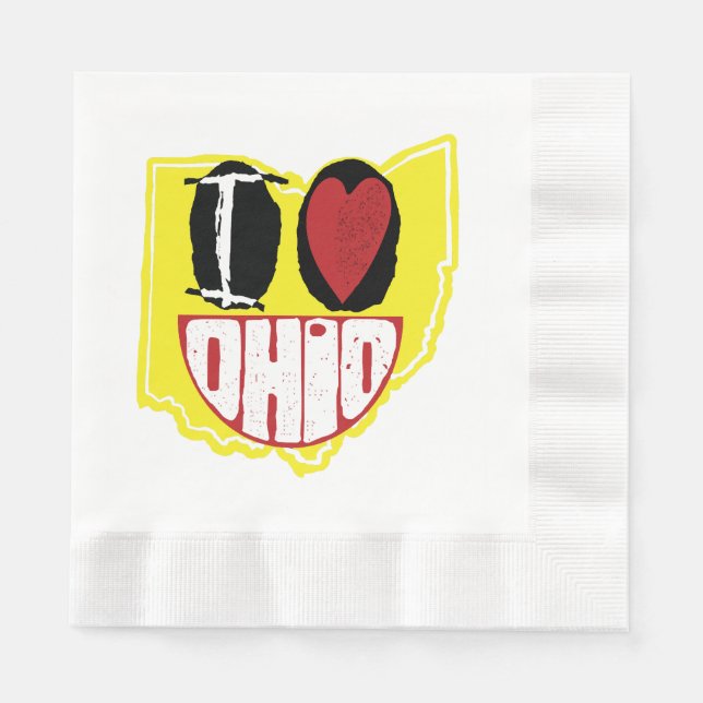 Guardanapo De Papel Eu Amo Ohio Sorrindo De Rosto Feliz (Frente)