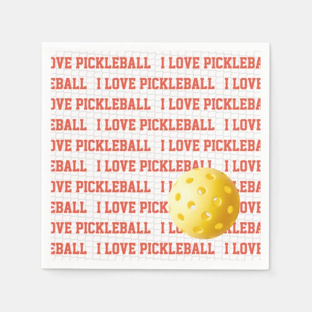 Guardanapo De Papel EU AMO PICKLEBALL Esporte Divertido Texto de Bola  (Frente)