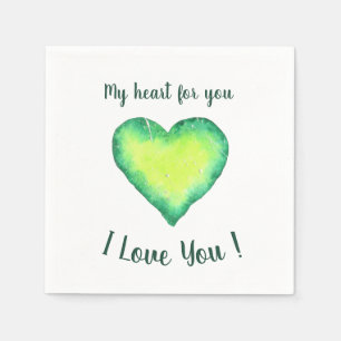 Guardanapo De Papel Eu Amo-Te Bastante Verde E Azul, Aniversário