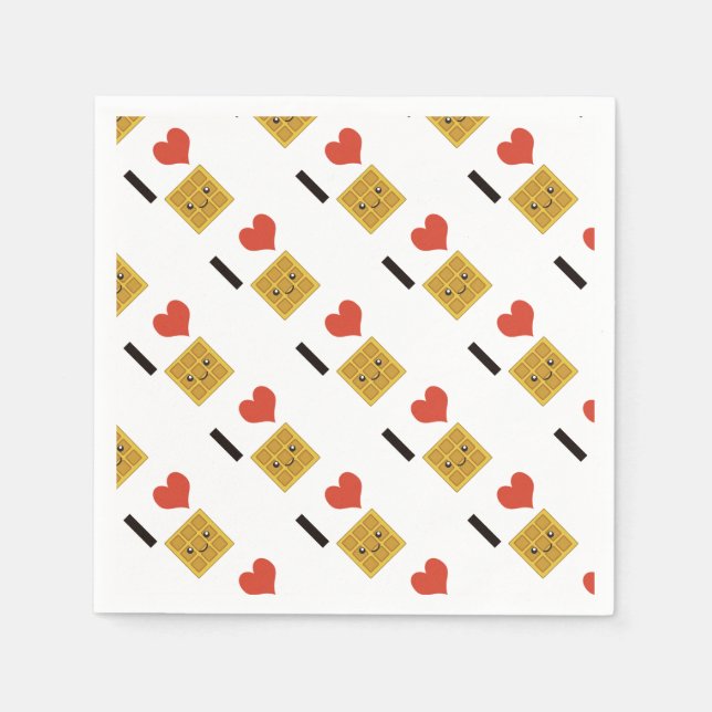 Guardanapo De Papel Eu Amo Waffles (Frente)