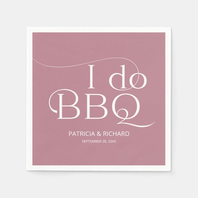 Guardanapo De Papel Eu faço CHURRASCO Festa de noivado rosa poeirento (Frente)