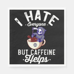 Guardanapo De Papel Eu Odeio Todos Mas a Cafeína Ajuda Crânio Hallowee