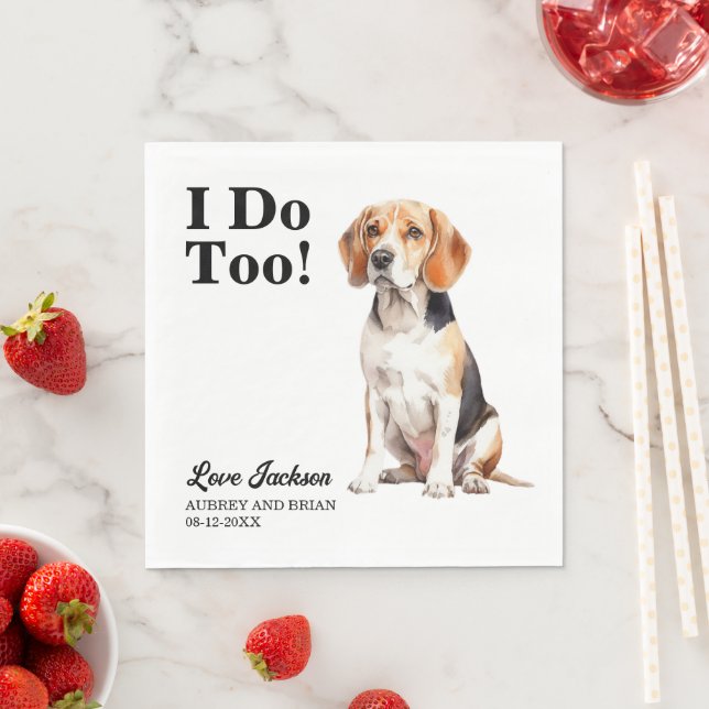 Guardanapo De Papel Eu Também Beagle Cachorro Foto Casamento (Insitu)