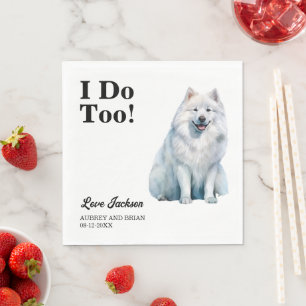Guardanapo De Papel Eu Também. Bicho de casamento Dog Samoyed