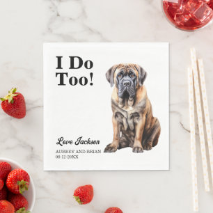 Guardanapo De Papel Eu Também. Casamento com Pet de Cachorro Mastiff I