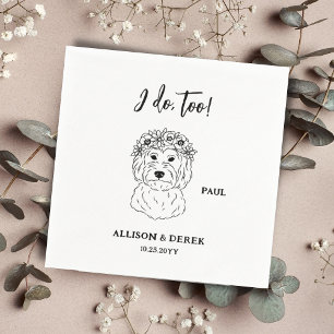 Guardanapo De Papel Eu Também Casamento de Nome Pet de Cão Minimalis