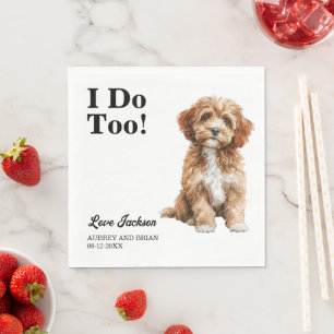 Guardanapo De Papel Eu Também. Casamento de Pet Cachorro Cavapo