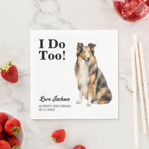 Guardanapo De Papel Eu Também. Collie Dog Wedding Napkins com Foto