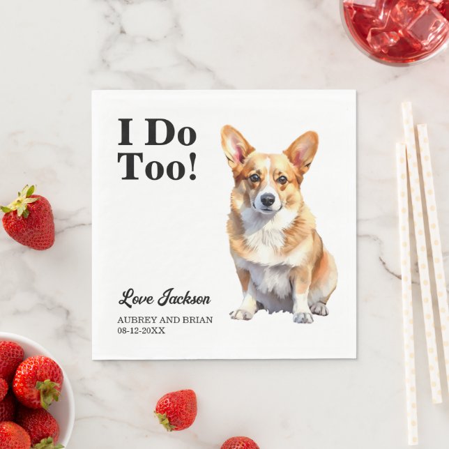 Guardanapo De Papel Eu Também! Corgi Cachorro Pet Casamento (Insitu)
