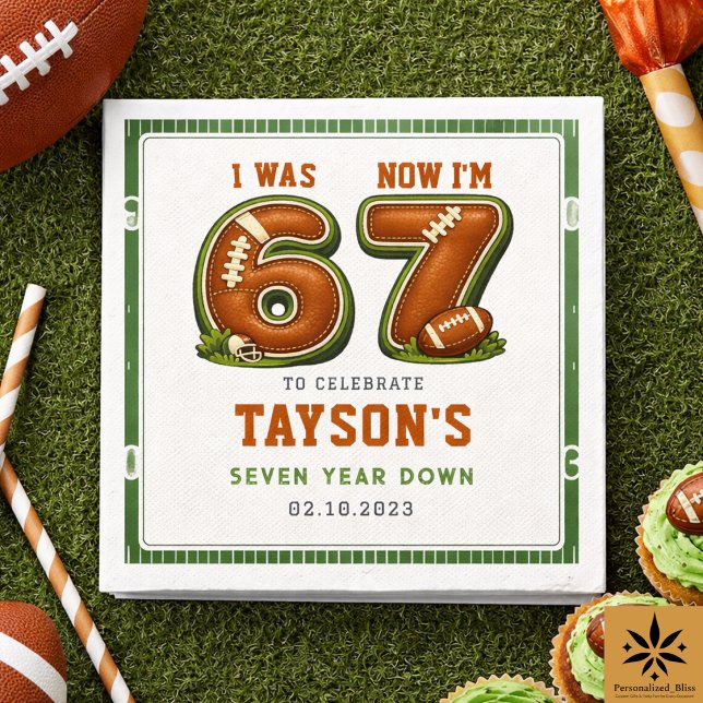 Guardanapo De Papel Eu tinha 6 anos, agora eu tenho 7 – Football Ameri (I Was 6, Now I’m 7 – Football America 7th Birthday Napkins
)