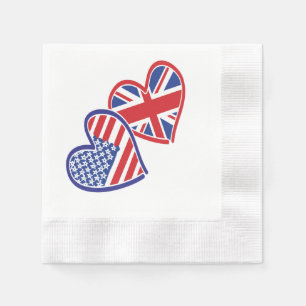 Guardanapo De Papel EUA e corações BRITÂNICOS da bandeira