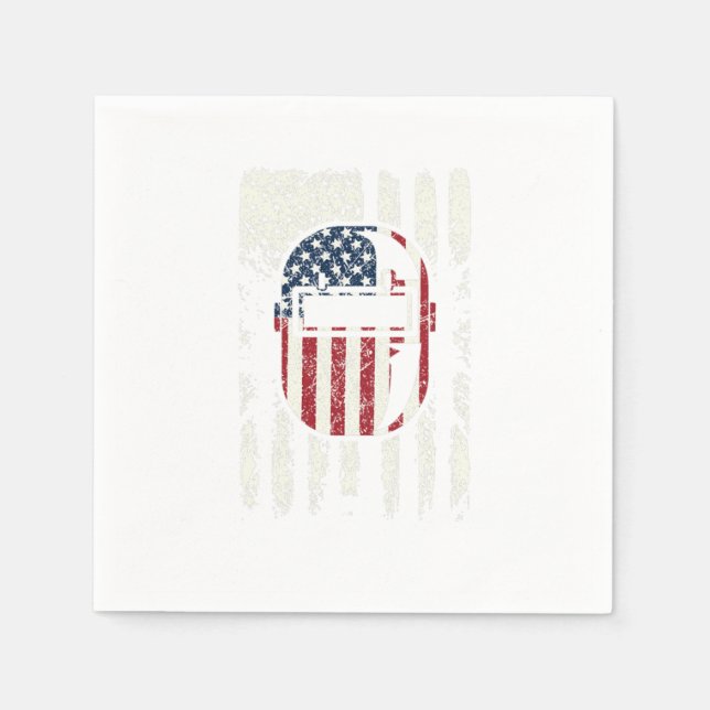 Guardanapo De Papel EUA Flag Patriotic American Welder Helmet (Frente)
