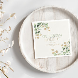 Guardanapo De Papel Eucalipto Botânico Nosso Casamento Verde E Dourado