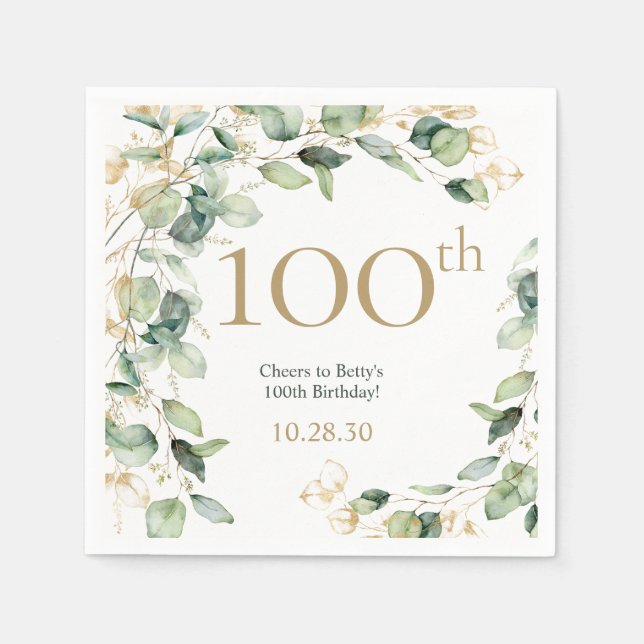 Guardanapo De Papel Eucalipto de 100º Aniversário (Frente)