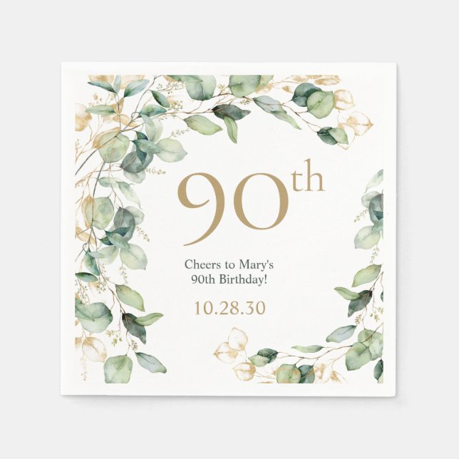 Guardanapo De Papel Eucalipto de 90º Aniversário (Frente)