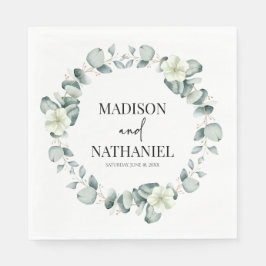 Guardanapo De Papel Eucalipto Verde Deixa Casamento Botânico Verde