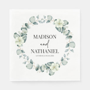 Guardanapo De Papel Eucalipto Verde Deixa Casamento Botânico Verde