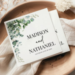 Guardanapo De Papel Eucalipto Verde Deixa Casamento Botânico Verde