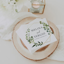 Guardanapo De Papel Eucalipto Verde Geométrico Deixa Casamento Napkins