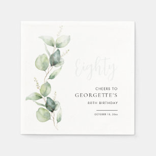 Guardanapo De Papel Eucalyptus 80 Birthday — Papel de Aquarela