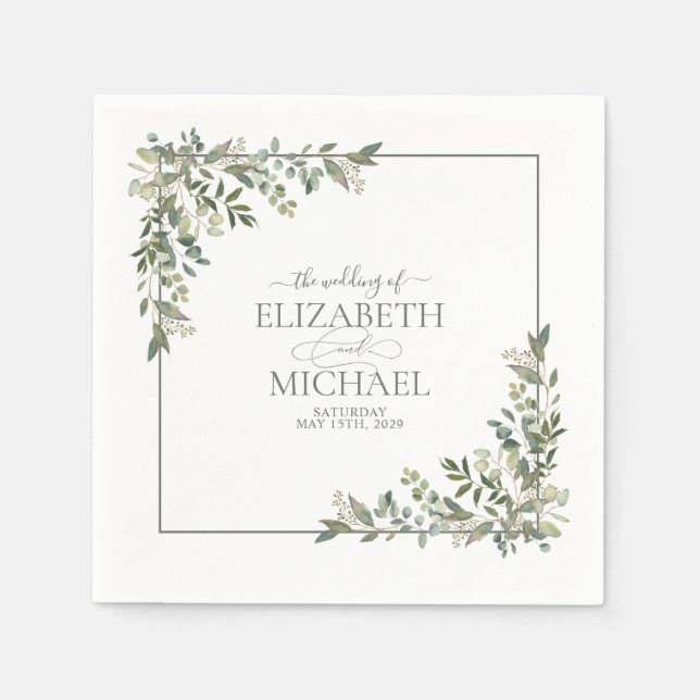 Guardanapo De Papel Eucalyptus Botanical Sage Green Wedkins (Frente)