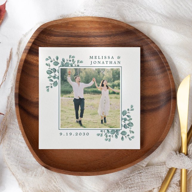 Guardanapo De Papel Eucalyptus Custom Photo Botanical Deixa Casamento (Criador carregado)