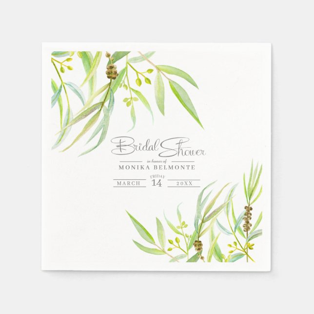 Guardanapo De Papel Eucalyptus deixa chá de panela verde-aquarela (Frente)