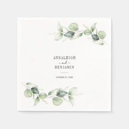 Guardanapo De Papel Eucalyptus deixa Recepção de casamento verde