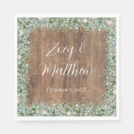 Guardanapo De Papel Eucalyptus Dusty Rose Napkins | Greenery Floral