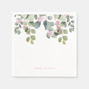 Guardanapo De Papel Eucalyptus e Cocktail rosa de Casamento