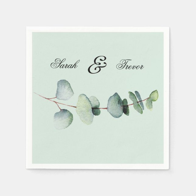 Guardanapo De Papel Eucalyptus Elegant Botanical Wedding Green (Frente)