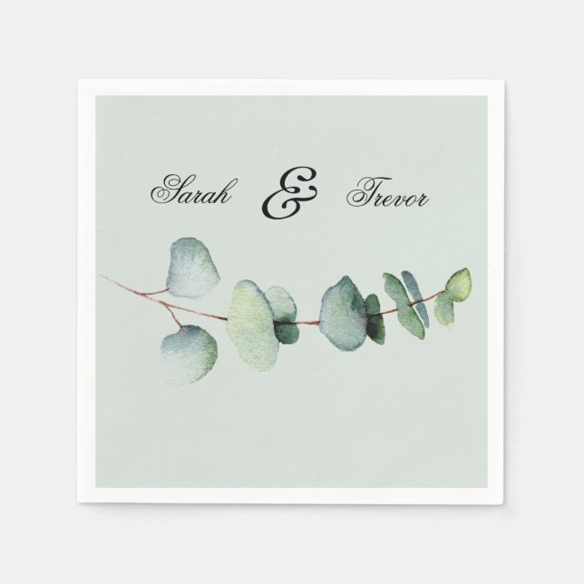 Guardanapo De Papel Eucalyptus Elegant Botanical Wedding Green (Frente)