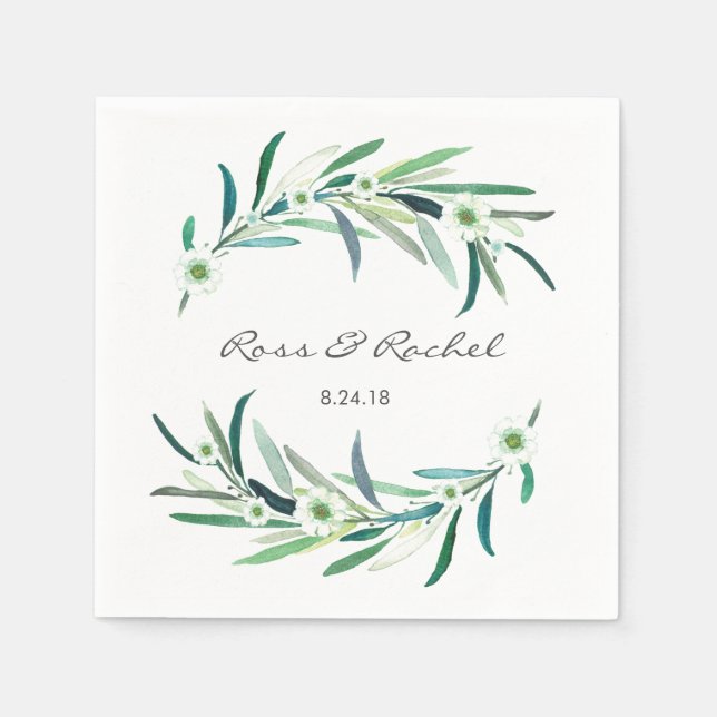 Guardanapo De Papel Eucalyptus Floral Personalizado Napkin (Frente)