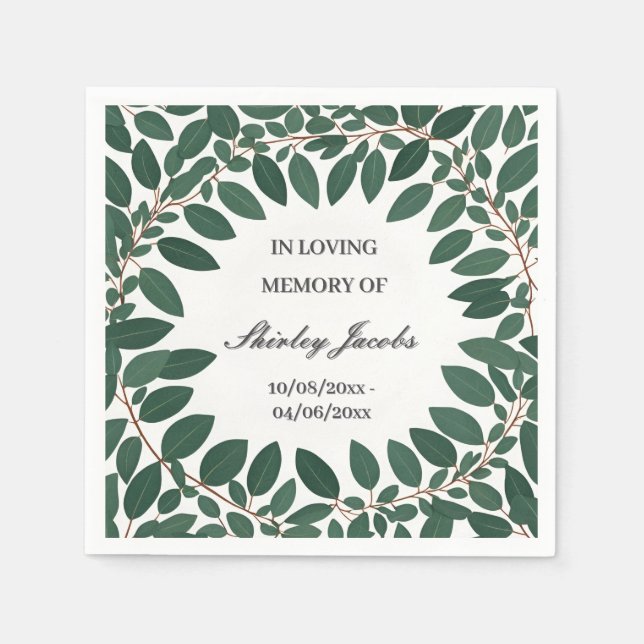 Guardanapo De Papel Eucalyptus Funeral Wreath Elegante Memorial (Frente)