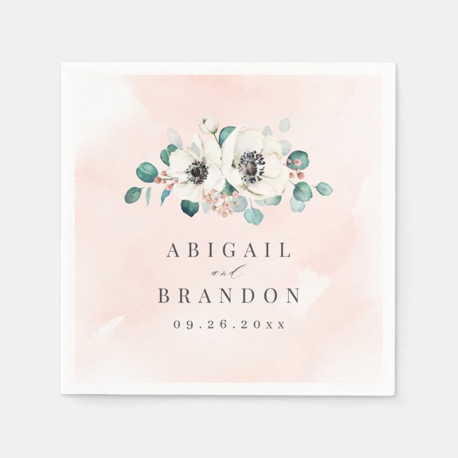Guardanapo De Papel Eucalyptus Greenery anemone casamento floral com r (Frente)