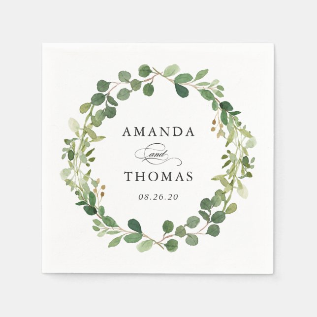Guardanapo De Papel Eucalyptus Greenery Sai Do Casamento De Folhagem (Frente)