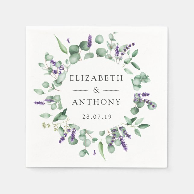 Guardanapo De Papel Eucalyptus Lavanda Greenery Wedding (Frente)