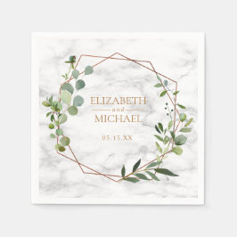 Guardanapo De Papel Eucalyptus Marble Wedkin Geométrico de Cobre