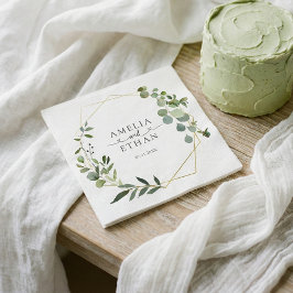 Guardanapo De Papel Eucalyptus Script Heart Wedding