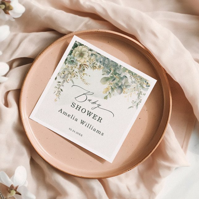 Guardanapo De Papel Eucalyptus Watercolor Verde Dourado (Criador carregado)