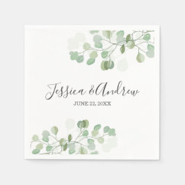 Guardanapo De Papel Eucalyptus Wedding Napkin Botânico Personalizado