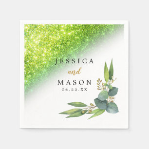 Guardanapo De Papel Eucalyptus Wedktail Sparkly Glitter Napkin