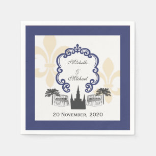 Guardanapo De Papel Evento azul do casamento de Nova Orleães do estil