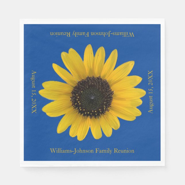 Guardanapo De Papel Evento Azul Personalizado de Girassol (Frente)